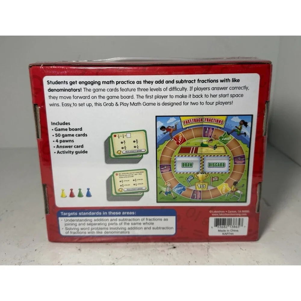 Lakeshore Grab & Play Math Game Adding & Subtracting Fractions Grade 3-4 SEALED